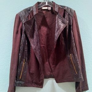 Chico's Cheetah Animal Print Jacket 85% Polyester Size 1 or M